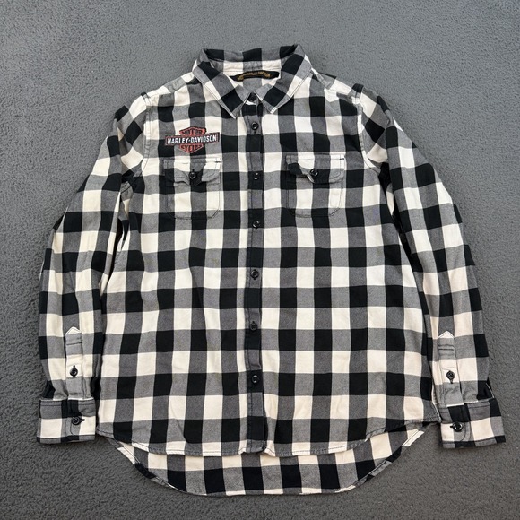 Harley-Davidson Shirt Womens Large Flannel Button Up V-Twin Eagle Motorcycle - Picture 1 of 11